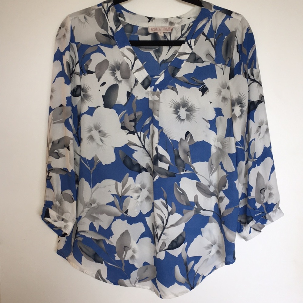 V Neck flower blouse